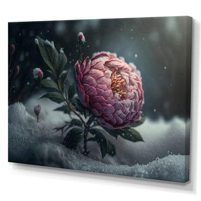 A Blooming Pink Peony Flower in Winter III - Graphic Art on Canvas -  Red Barrel StudioÂ®, 6BD9BCE84B0E4D20AAF74B98B430E0ED