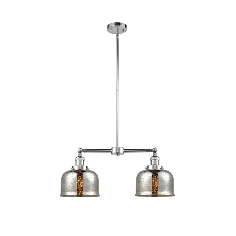 Luminaire suspendu linéaire à 2 lumières pour îlot de cuisine, Chrome poli, Ampoule non incluse