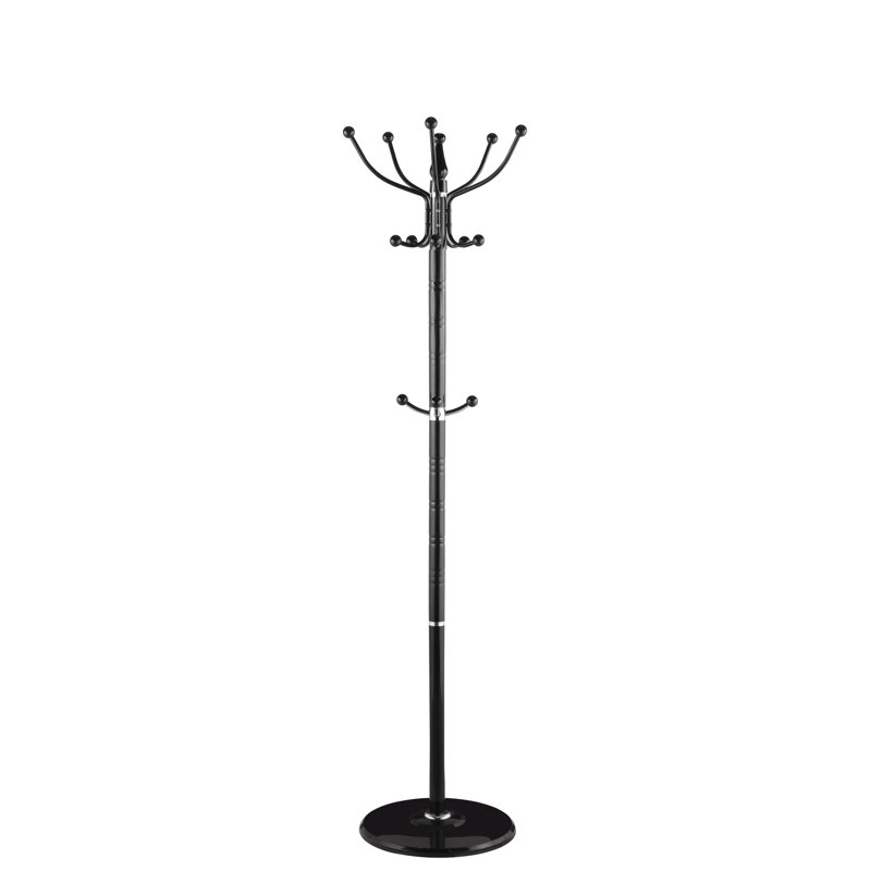 Iron Freestanding 16 - Hook Coat Rack, Black