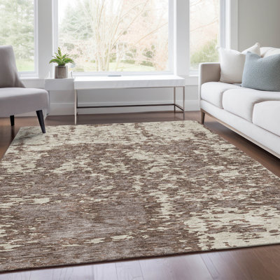 Premium Machine Washable Prisco Brown Rug