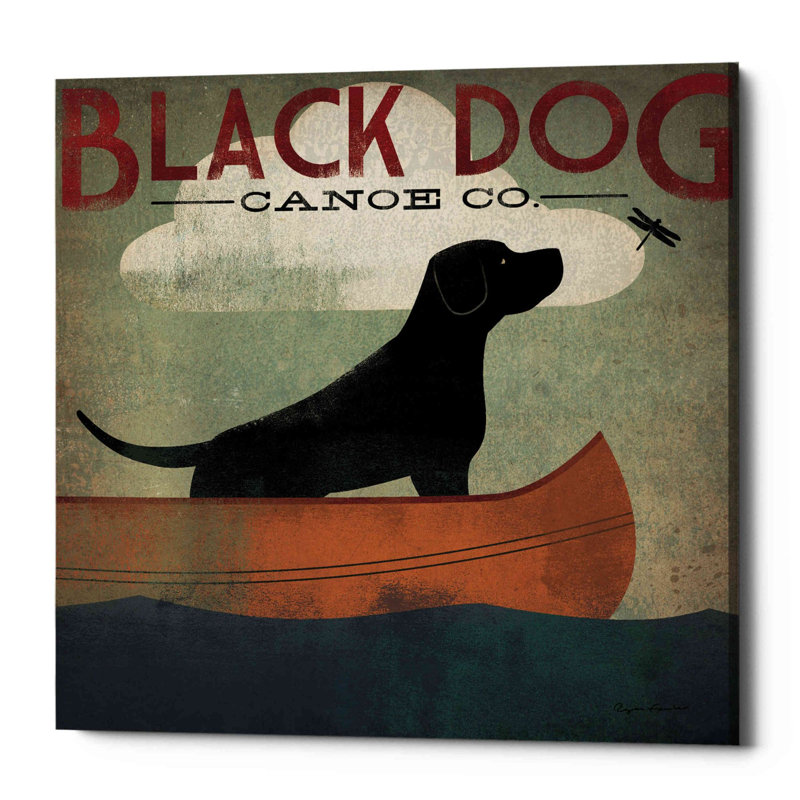 «Black Dog Canoe» par Ryan Fowler, art mural sur toile, H 12 po x l 12 po x P 0,75 po