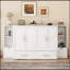 Lit escamotable double avec tablettes, tiroirs et ports USB, blanc