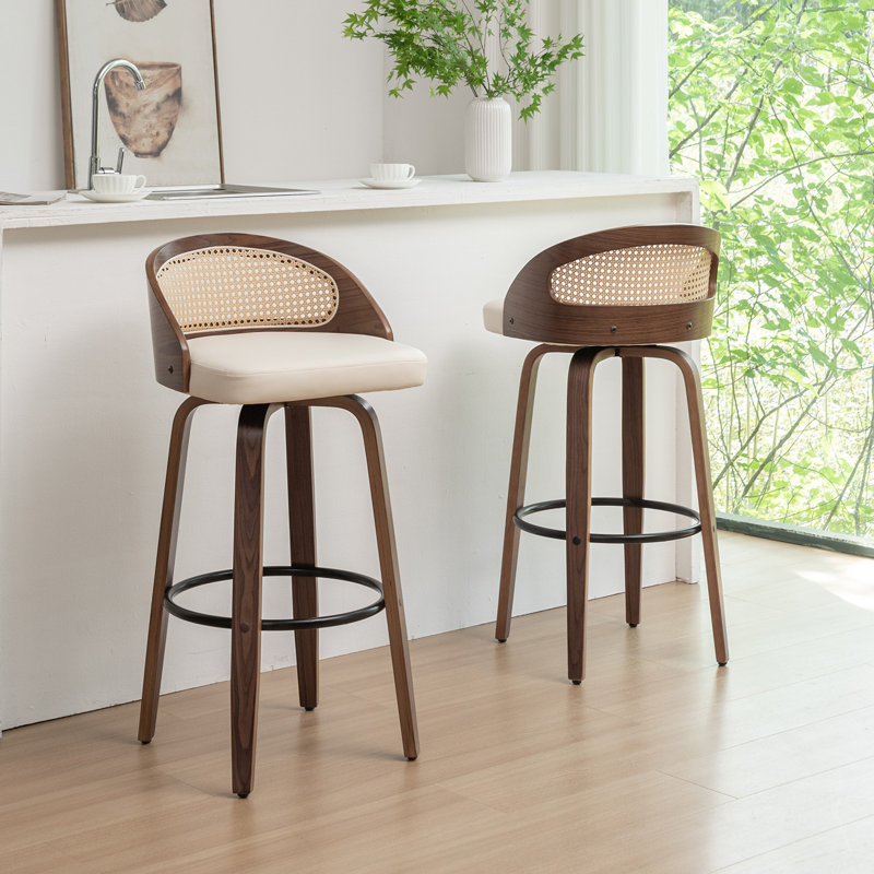 Leeana Swivel Bar Stool, Bar Stool (76.2cm Seat Height), Beige