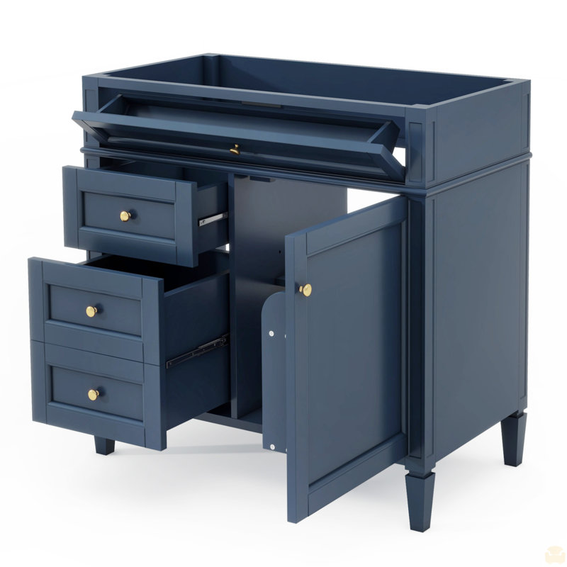 36'' Bathroom Vanity Without Top Sink, Bathroom Storage Cabinet With 2 Drawers And A Tip-Out Drawer (NOT INCLUDE BASIN SINK)