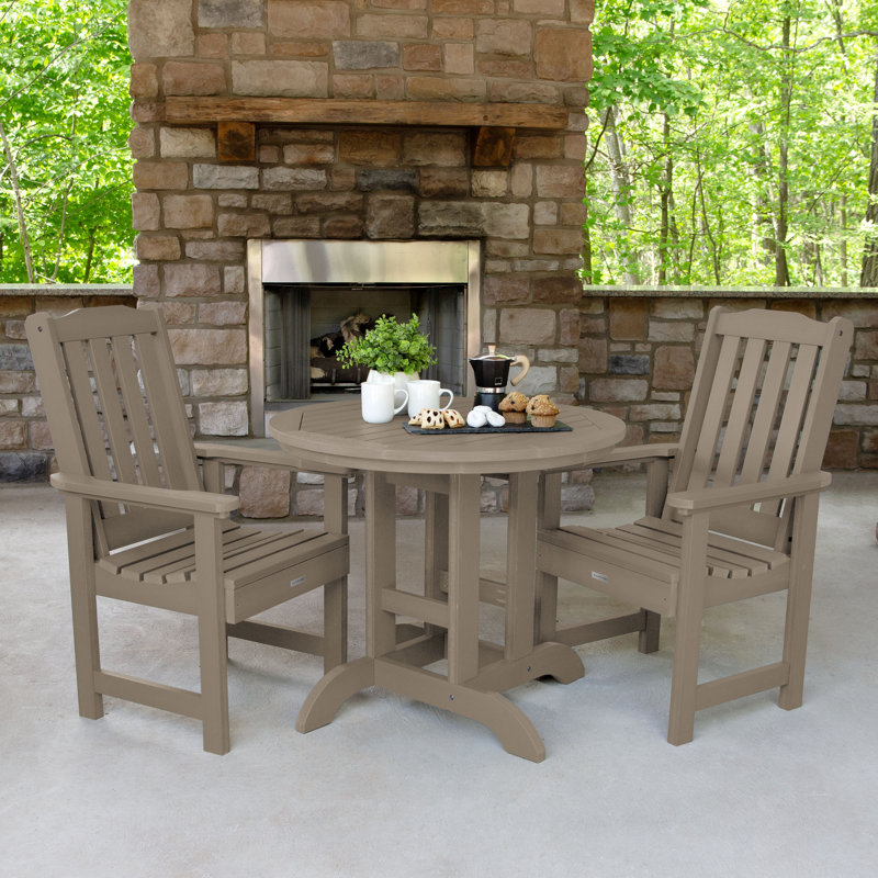 Arbnora 4 - Person Patio Dining Set with Round Table, Woodland Brown, 2, 30" H x 36" W x 36" D
