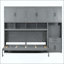 Lit escamotable simple simple avec placard, tiroirs et bureau - gris