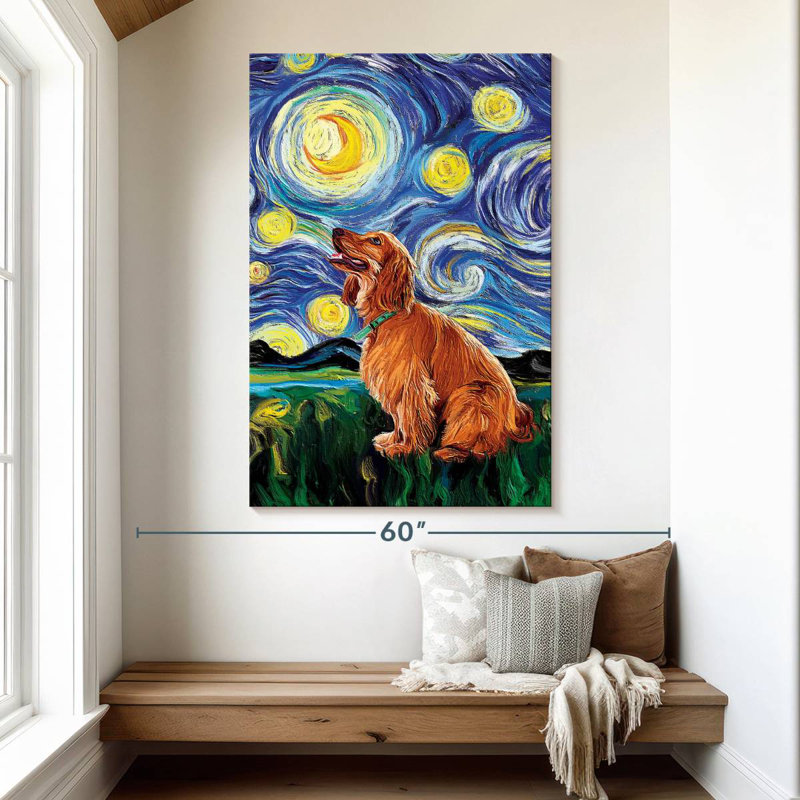 Cocker Spaniel Starry Night, 51" H x 34" W