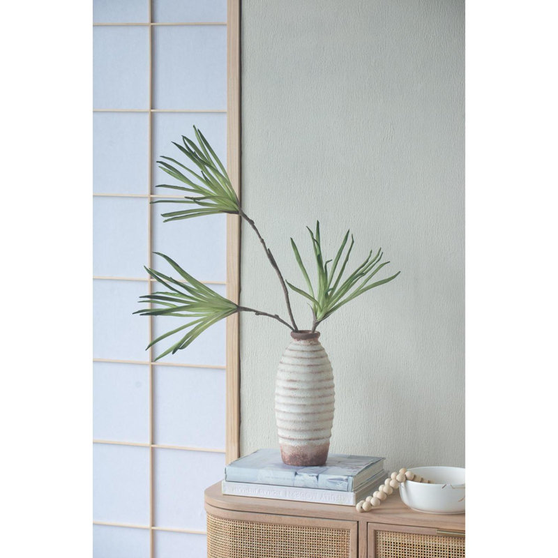 Vase de table rond 11 po ivoire et brun