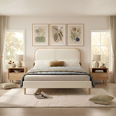Arula Upholstered Solid Wood Queen Bed