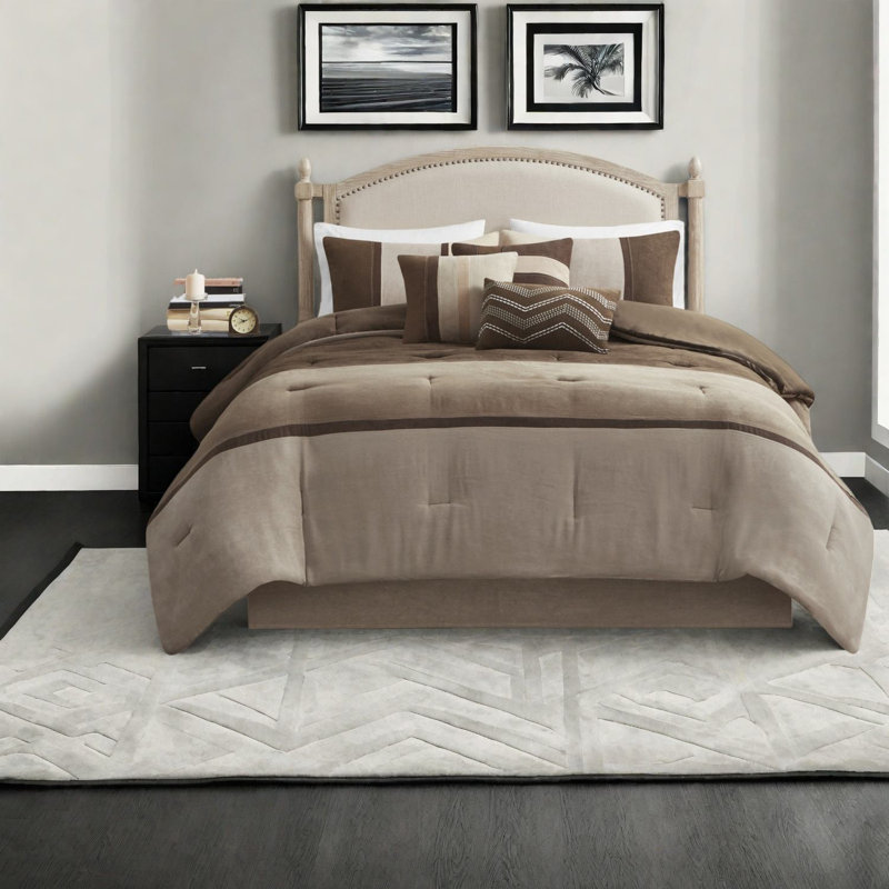 Ensemble de literie de luxe 7 pièces, polyester hypoallergénique, style chalet rustique