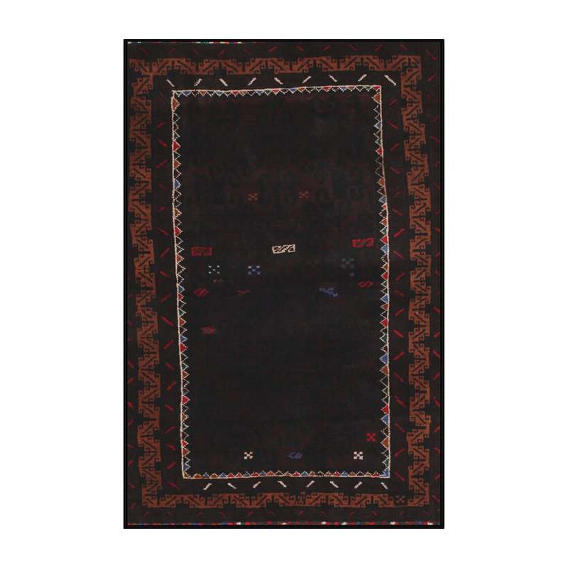 Tapis contemporain noir / brun, Rectangle 5 pi x 7 pi