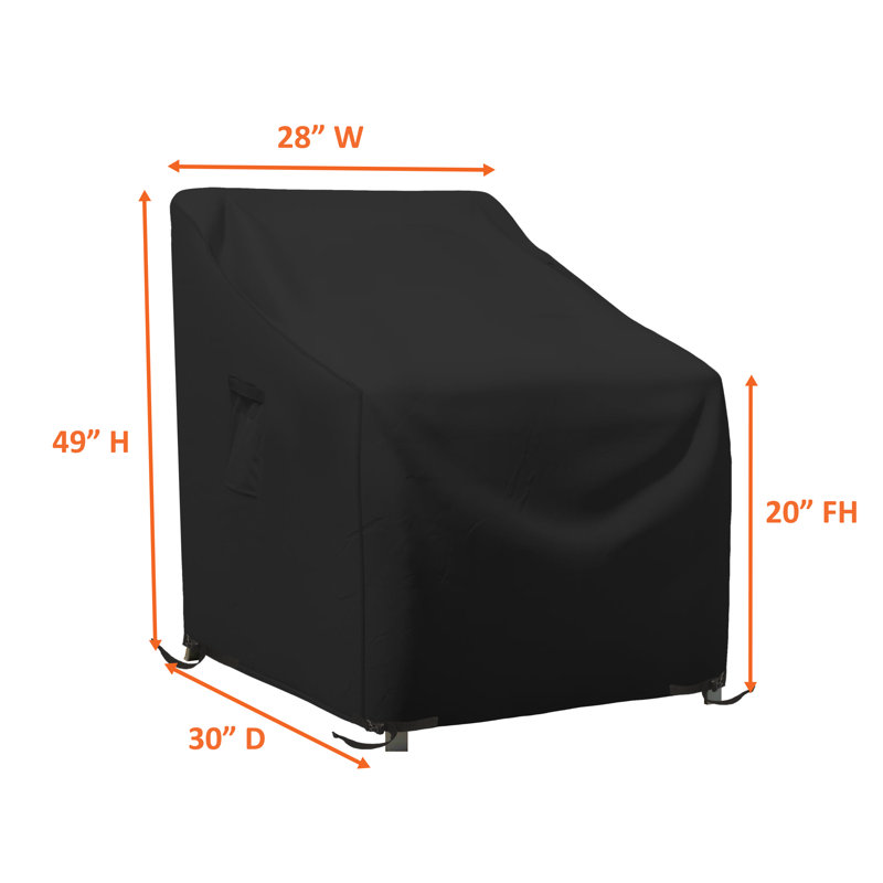 Argyri Heavy Duty Waterproof Outdoor Chair Cover, All Weather Protection Brandtley Patio Deep Seat Lawn Chair Cover, Black
