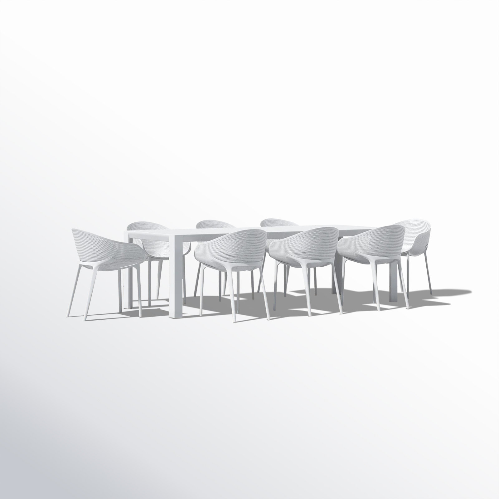 Farrah 102" Patio Dining Set, White