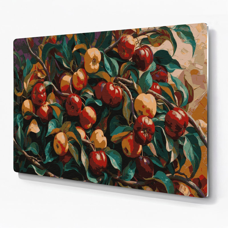 Art mural en métal «Fruit Crabapple» brun, H 20 po x l 30 po