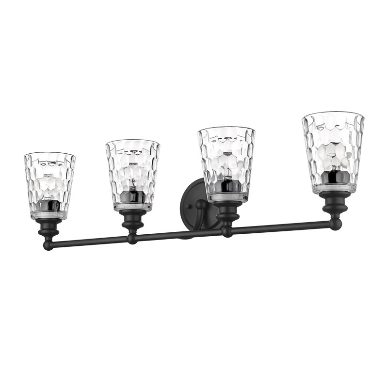 Éclairage pour meuble-lavabo à intensité variable Fantine, Noir mat, 4 lumières