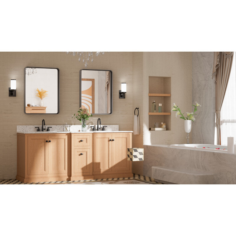 Miroir d'appoint Tyro, Noir mat, 24 po x 18 po, Rectangulaire