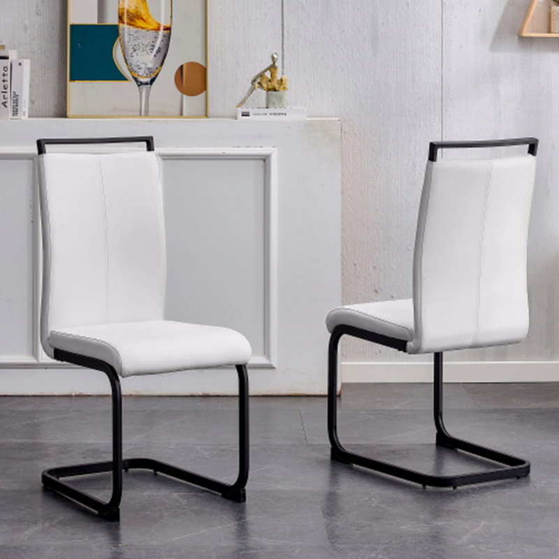 Chaise de salle à manger, chaise d'appoint rembourrée en similicuir à haut dossier avec pieds en métal en forme de C