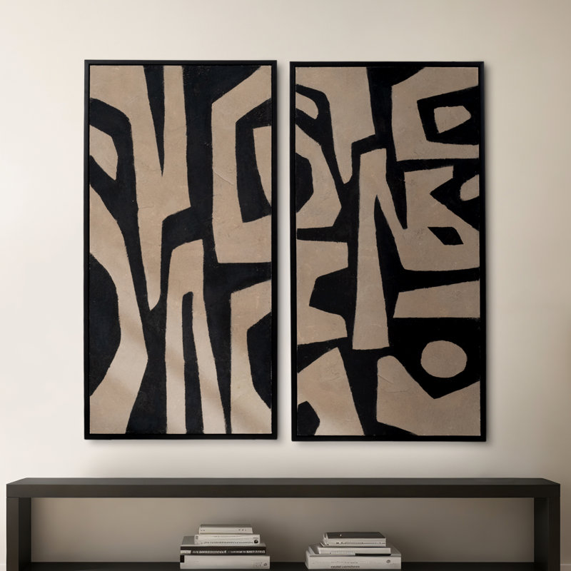 Armina Set of 2 24X50 Tribeca Handpainted Contemporary Canvas Art