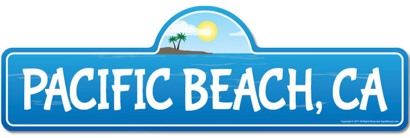 Plaque de rue Pacific Beach en plastique robuste 7 po x 20 po