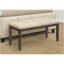 Bench, 44" Rectangular, Dining Room, Entryway, Kitchen, Hallway, Upholstered, Wood, Cream Fabric, Grey Wood, Transitional