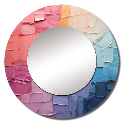 Gardena Abstract Patchwork III - Abstract Collages Unique Wall Mirror, Modern Round Mirror, Printed Metal Art