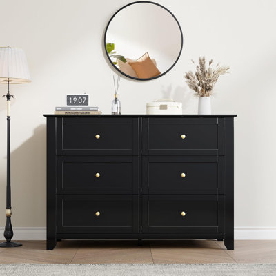 6 Drawer Dresser for Bedroom,Wooden Chest of Drawers with Deep Storage, Modern Storage Dresser for Entryway, Hallway, and Kids Room by George Oliver