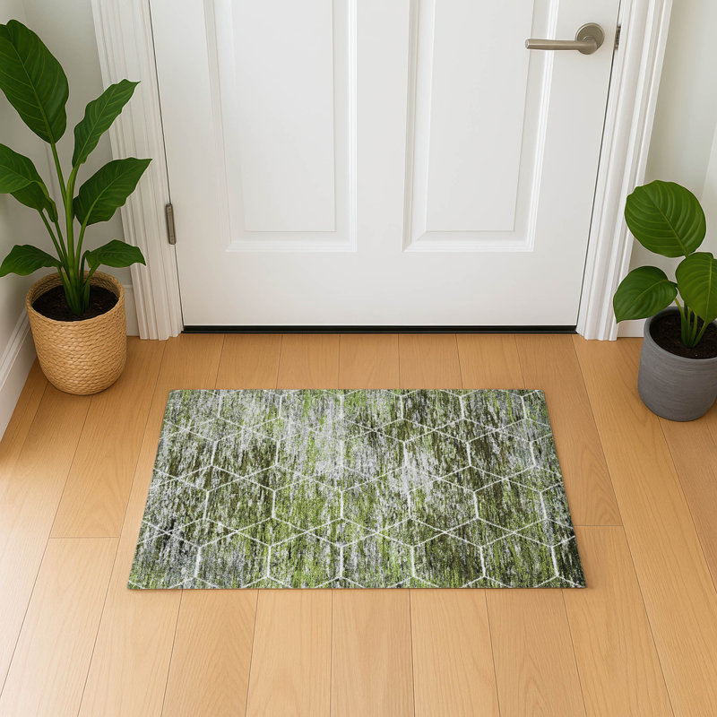 Tapis géométrique de qualité supérieure lavable à la machine AMF1724, Rectangle 1 pi 8 po x 2 pi 6 po