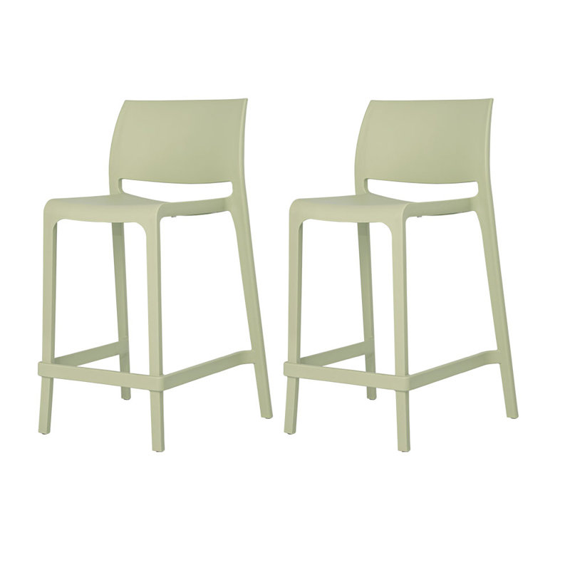 Sensilla Stackable Low Back Counter Stool, Wasabi Green