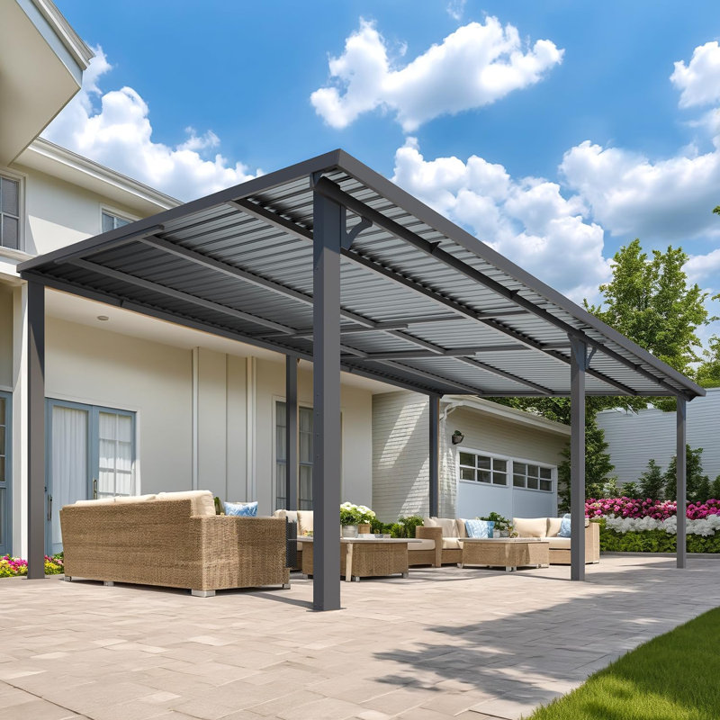 Pergolas et abris de jardin muraux robustes, 98.4" H x 235.2" W x 136.8" D