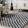 Dominique Abstract Checkered Fringe Area Rug