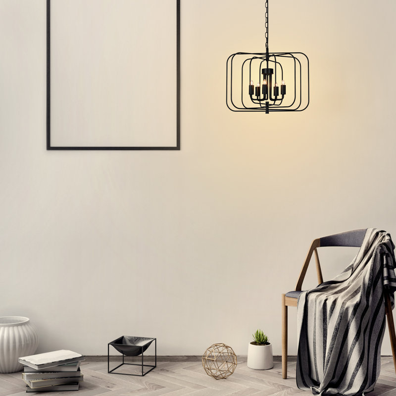 Lampe suspendue pliable unique en métal noir