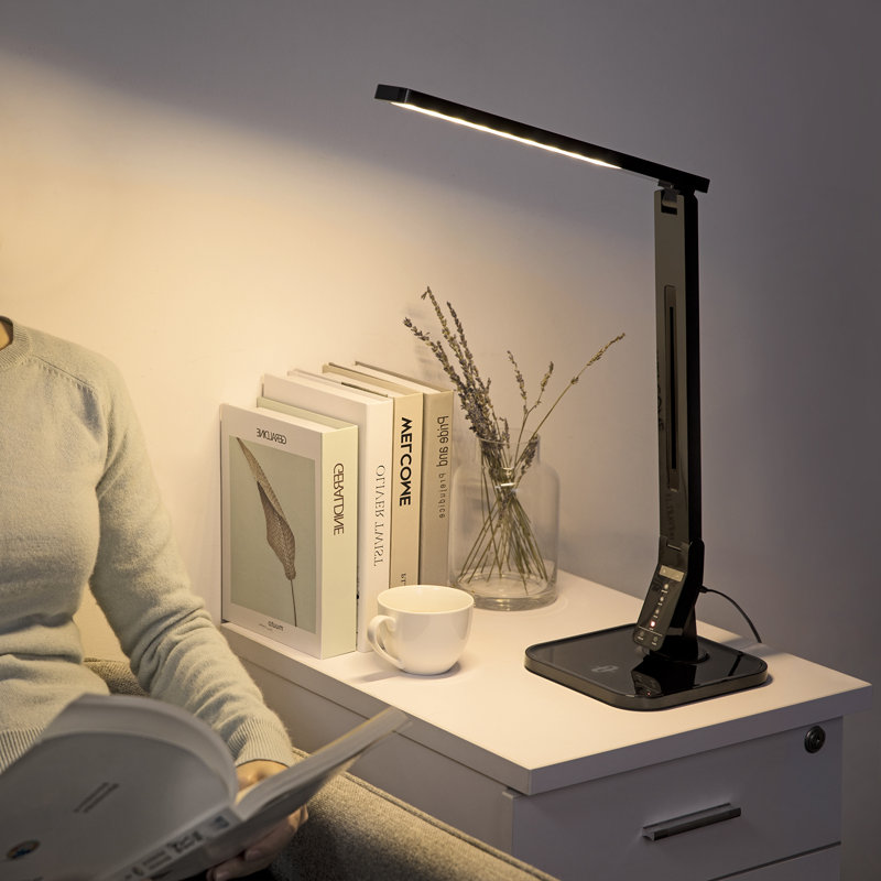 Lampe de bureau 17,51 po USB, Noir
