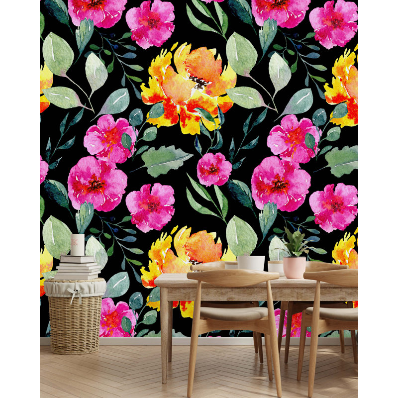 Flowers Wall Mural, 100" W x 8.33" L