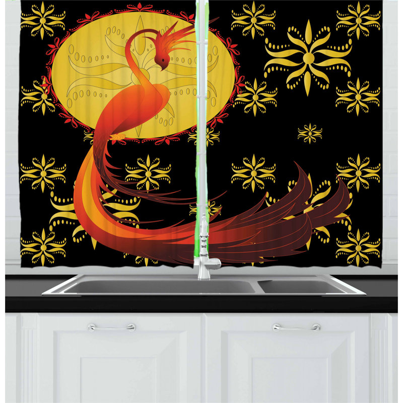 Ensemble de rideau de cuisine 2 pièces oiseaux