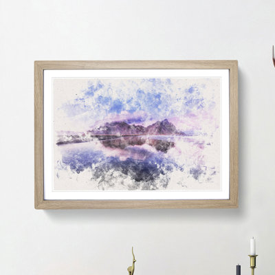Vestrahorn Mountain in Iceland Watercolour 1 Piece Single Picture Frame Wall Art on MDF
