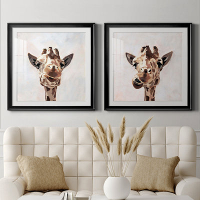 " Giraffe's Gaze I " 2 - Pieces Painting Print