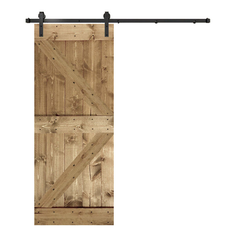 Ensemble de quincaillerie pour porte de grange simple en bois, Chêne doré, 24 po x 84 po
