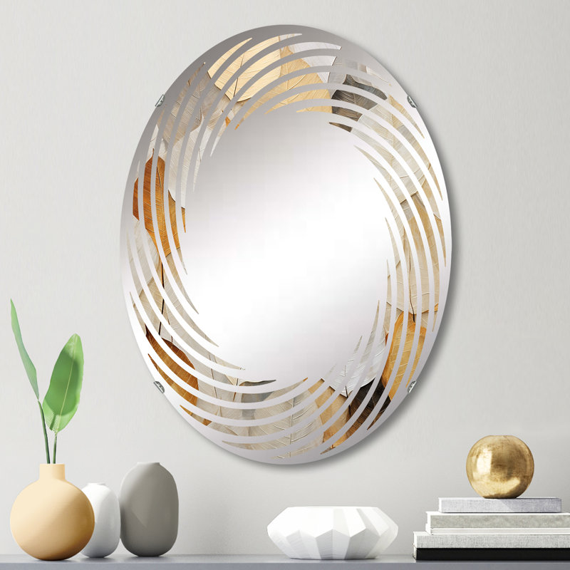 Miroir mural en spirale doré à motif de feuilles d'or - MIR114844, L 20 po x H 30 po