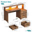 Bureau moderne de 55 po avec support d'ordinateur et 2 tiroirs, éclairage DEL, station de charge pour bureau personnel
