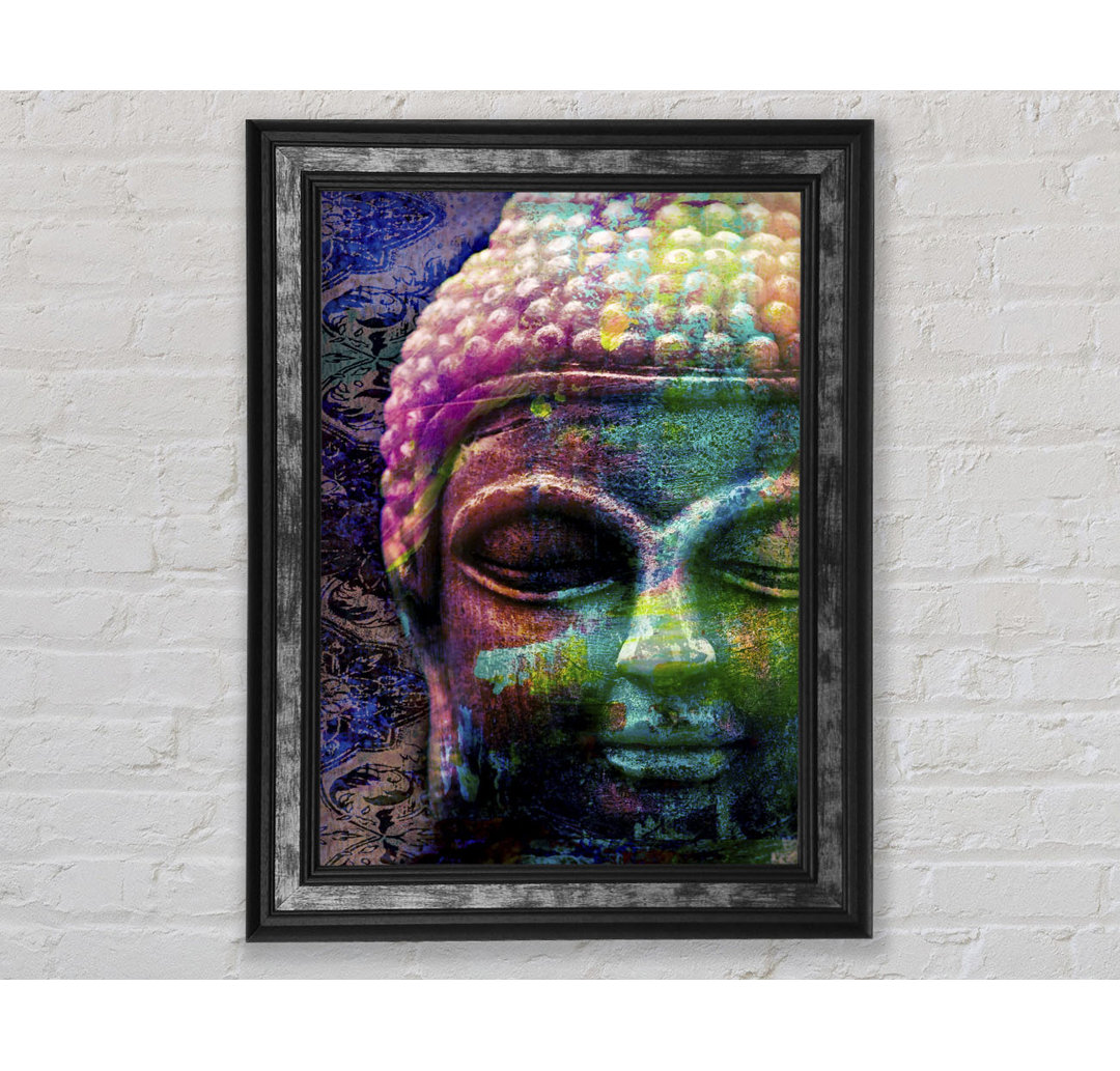 Retro Regenbogen Buddha - Druck