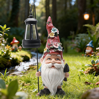 Outdoor Garden Gnome Statue With Solar Light – Outdoor Resin Decor