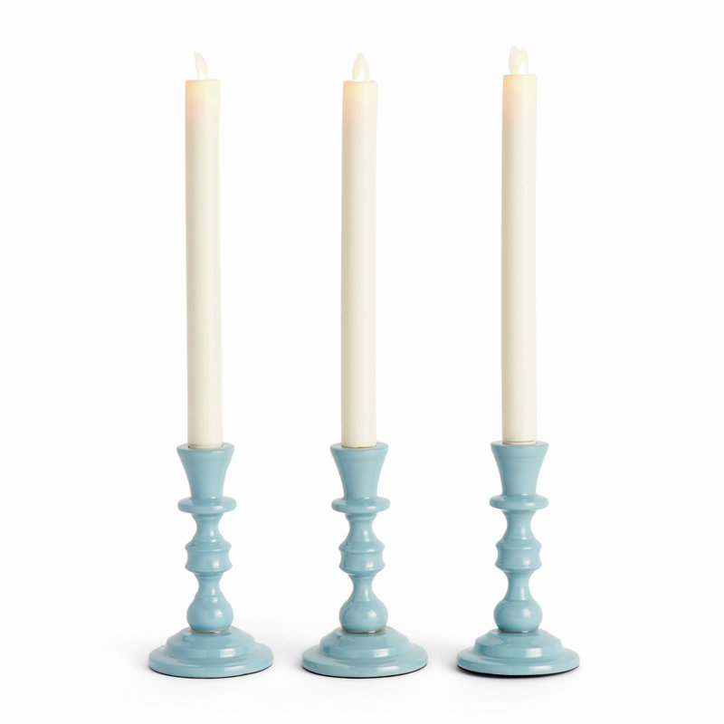 Eclat Enamel-Coated Aluminum Taper Holders in Blue, Blue