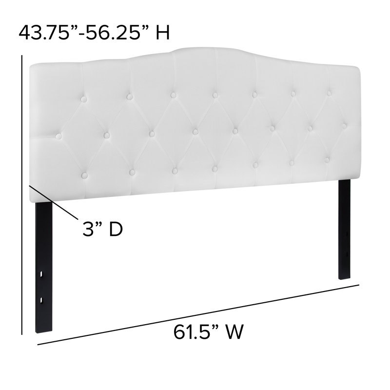 Ciriaca Arched Button Tufted Upholstered Headboard, Queen, White