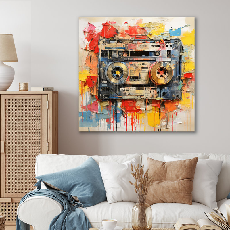 Cassette Tapes Retro Vibes II - Music Canvas Print, Toile tendue, H 24 po x l 24 po x P 1 po
