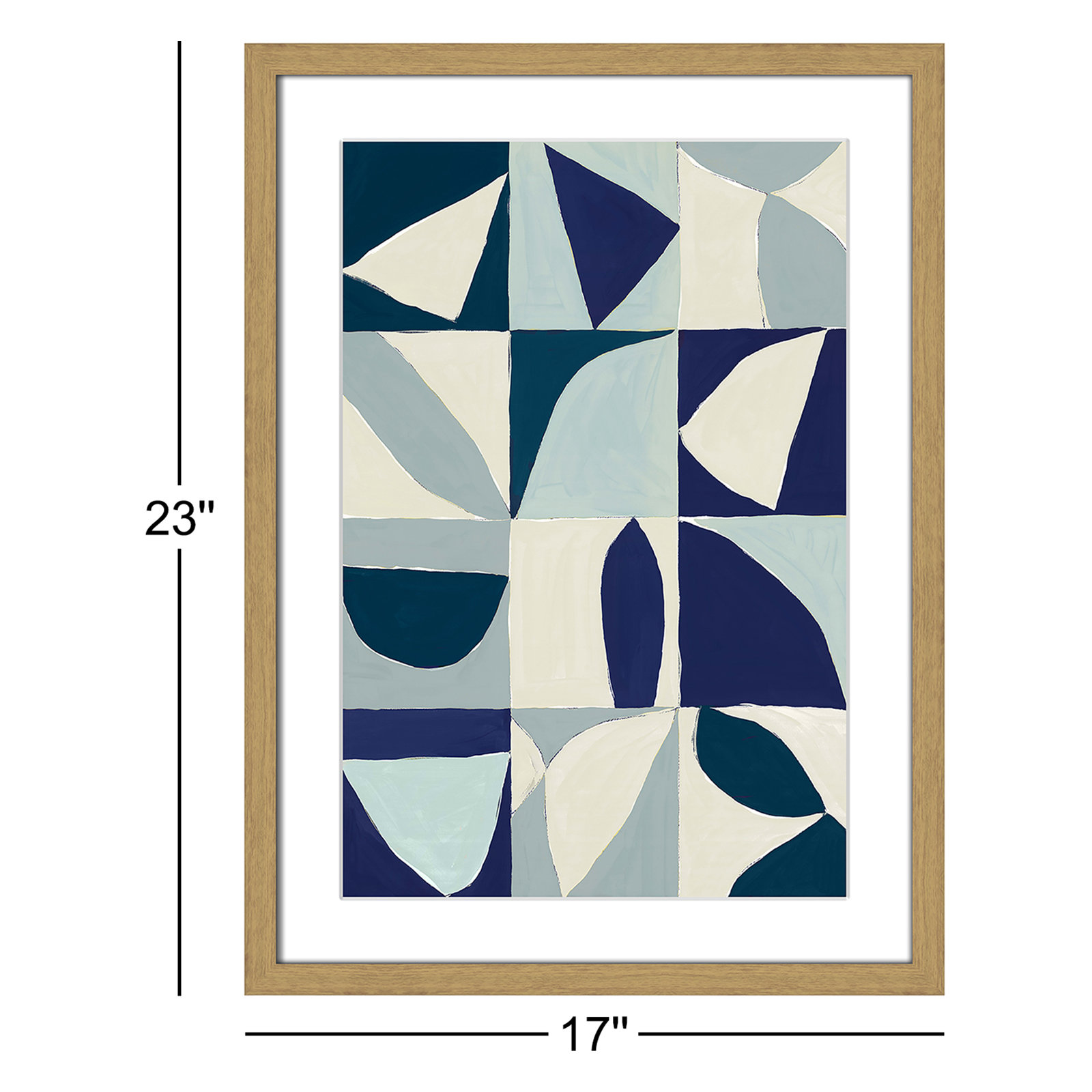 Yellow Mayan I Blue Version By Isabelle Z  - Framed Art w/ 4 Ply Matboard, 23" H x 17" W x 0.75" D, Natural
