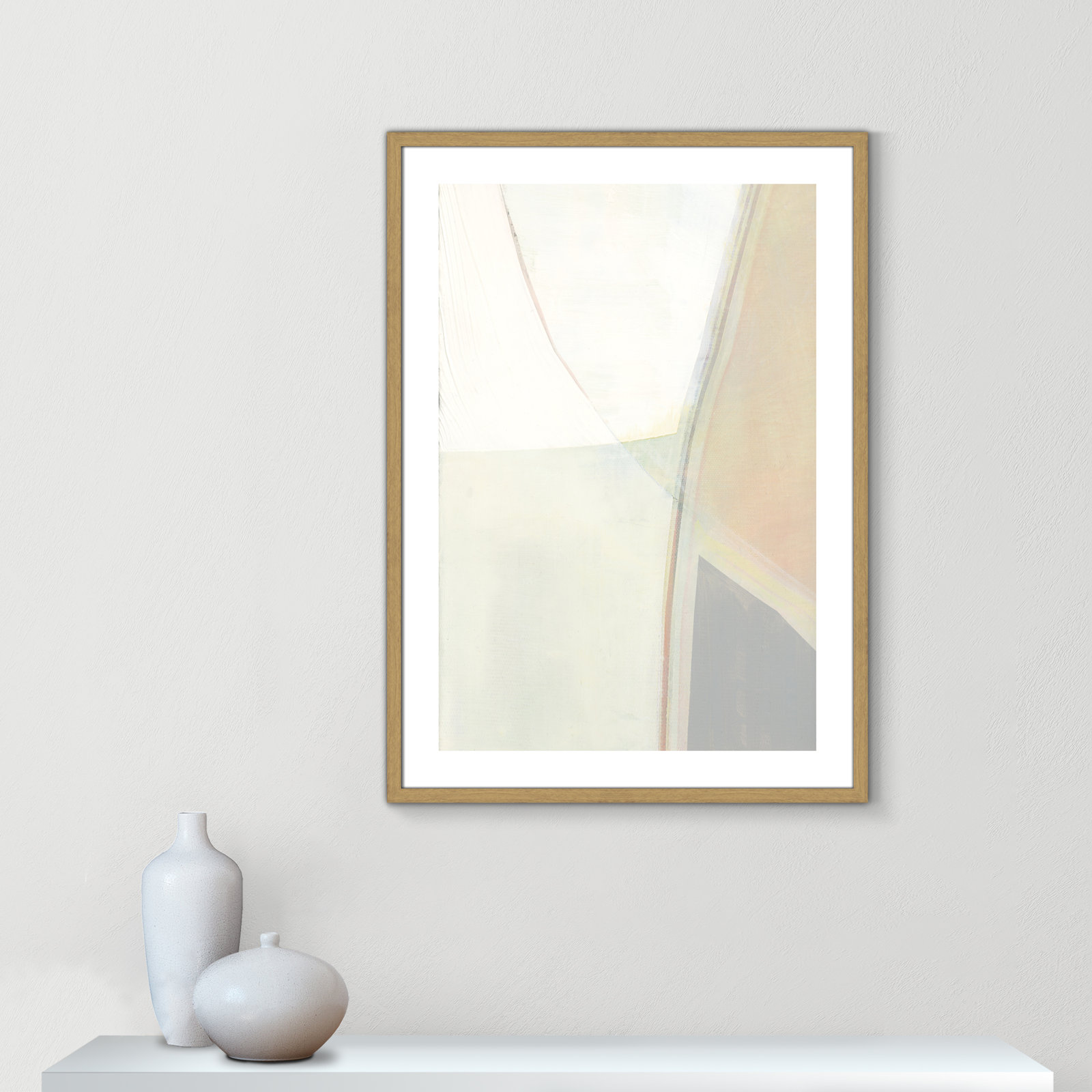 Alexandria "In Neutral II" Painting by Cartissi, 35.5" H x 25.5" W x 0.75" D, Beige Wood Framed Paper