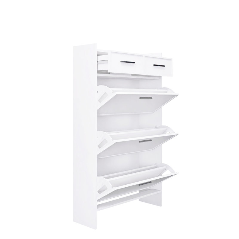 Étagère à chaussures avec 2 tiroirs Surface White Shaker