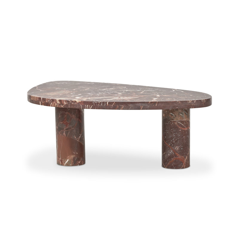 Zion Coffee Table - Small Table - Merlot, Merlot Marble, 15" H x 48" L x 30" W