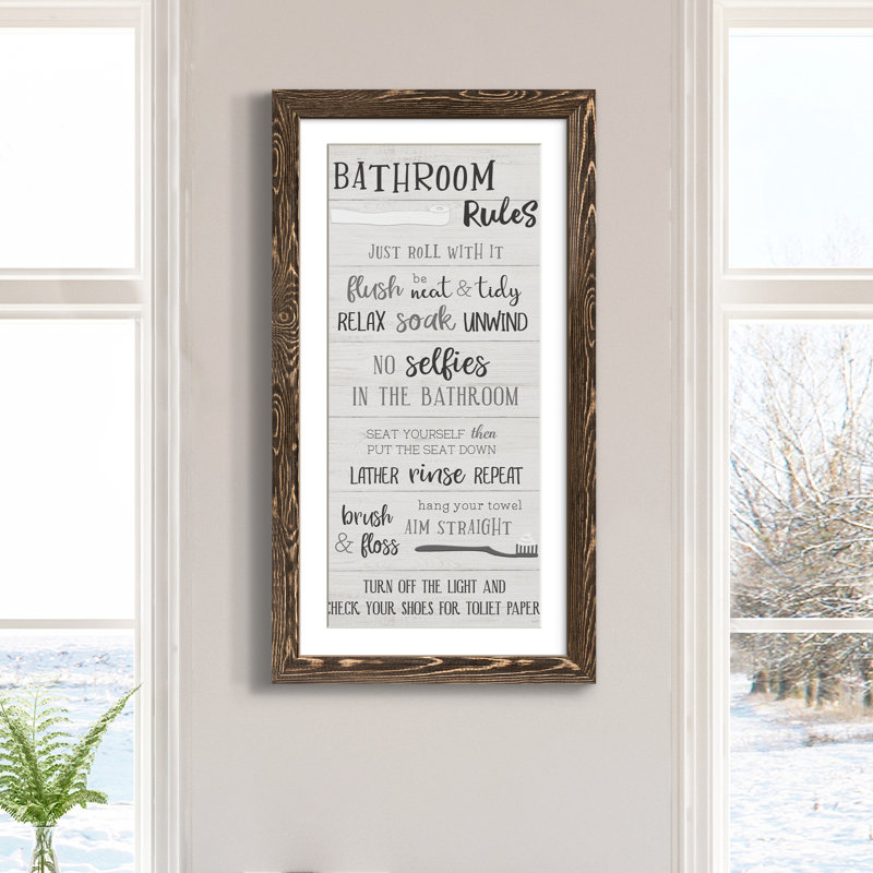 " Bathroom Rules ", Walnut