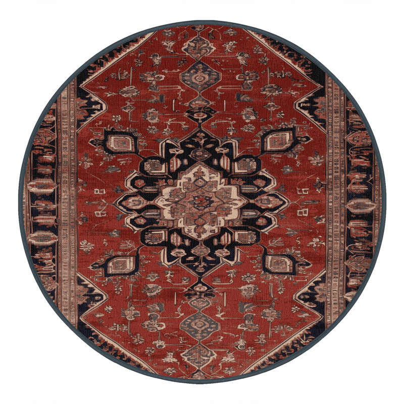 Tapis brun lavable à la machine, Rond 7 pi